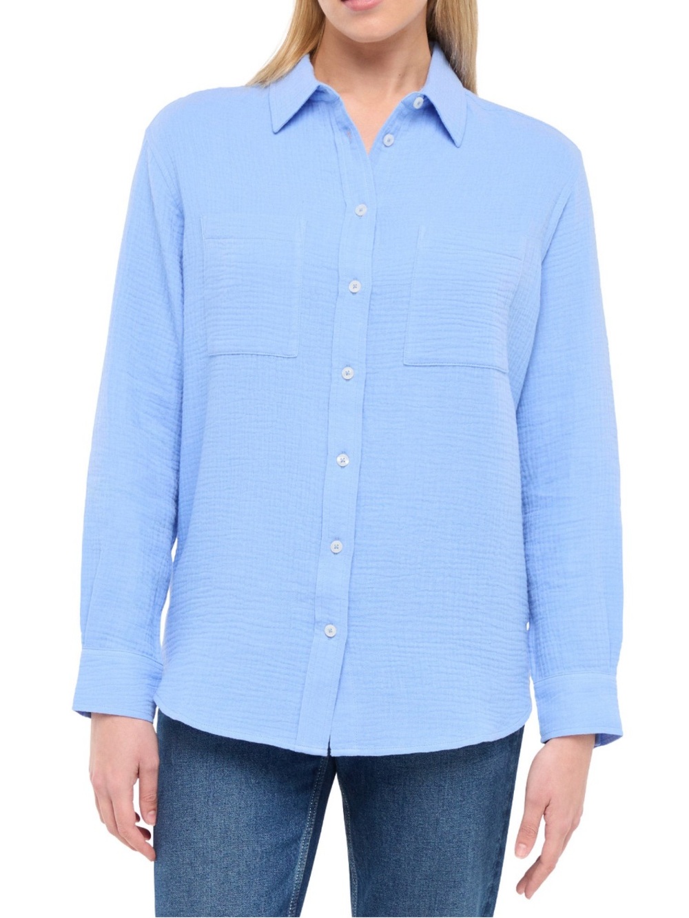 Gap Light Blue Women's Cotton Gauze Button Up Shirt Size XXL NWT